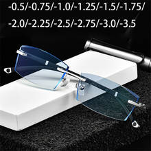 Vazrobe Myopia Glasses Male Rimless Light Blue Tint Lens MR-8 Strong Men Eyeglasses Frame -0.5 0.75 -1.00 1.25 1.75 2.25 2.5 2024 - buy cheap