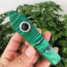 MOKAGY 10cm Natural Green Malachite Crystal Quartz Smoking Pipes 1pc 2024 - buy cheap