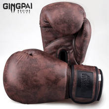 GINGPAI New Boxing Gloves Men and Women Professional MMA Sanda Sports Muay Thai Training 8 10 12oz Retro Style Guantes De Boxeo 2024 - buy cheap