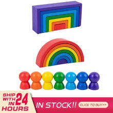 Brinquedos de madeira diy, conjunto de blocos de construção de arco-íris montados para aprendizagem precoce infantil, brinquedos educativos 2024 - compre barato