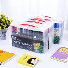 Zk40-conjunto de canetinhas aquareláveis com ponta pincel, conjunto profissional de marcadores coloridos, para desenho, arte em geral, 12, 24, 36, 48, 60, 100, volta às aulas 2024 - compre barato