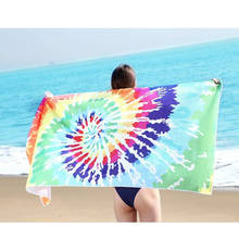 Новое быстросохнущее пляжное банное полотенце с красочным принтом из микрофибры, мягкий ворс, экологически чистая ткань для кемпинга, комфортного туризма, плавания 2024 - купить недорого