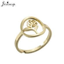 Кольцо Jisensp женское из нержавеющей стали, романтическое перстень с розами, с полыми круглыми цветами, Повседневная бижутерия для девушек и женщин, Подарочная бижутерия 2024 - купить недорого