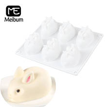 Meibum 6 cavidade coelho silicone bolo molde coelho chocolate mousse molde muffin pastelaria pan sobremesa decoração bandeja ferramentas de cozimento 2024 - compre barato