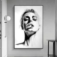 Женский художественный черно-белый холст для курения, картины, плакаты-портреты и печать на стену для гостиной, домашнего декора (без рамки) 2024 - купить недорого