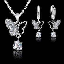 Women Elegant Big Buterfly Pendants Necklace Earrings Set 925 Sterling Silver Wedding Engagemnet AAA Zircon Crystal Jewelry Sets 2024 - buy cheap