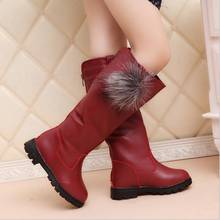 Kids Winter Boots For Girls Fashion Plush Boots Princess Flats Dress Shoes Black Red Non-Slip Snow Shoes 2024 - buy cheap