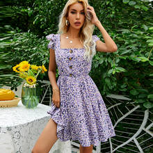 GypsyLady Floral Printed Mini Dress Summer Holiday Women Dress Backless Casual Chic Button Front Sexy Chic Ladies Female Dress 2024 - buy cheap