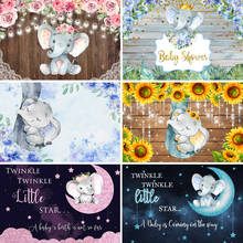 InMemory Elephant Baby Shower Backdrops For Photography Flowers Wood Kids Newborn Backgrounds Custom Photocall Supplier 2024 - buy cheap