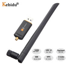 KEBIDU Super Speed 1200Mbps USB 3.0 Wireless Wifi Adapter 2.4Ghz/5Ghz Dual Band Network Card RTL8812 5dBi Antenna For Laptop PC 2024 - buy cheap