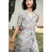 Vestido de verão vintage 2021, vestidos florais de seda para mulheres, vestido de manga curta, moda coreana feminino pph4375 2024 - compre barato
