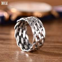 Мужское плетеное кольцо BOCAI, ювелирное изделие из 100% настоящего серебра 925 пробы, в стиле ретро, тайское Серебряное кольцо для упальца, 2019 2024 - купить недорого