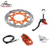 Frente da motocicleta 320mm disco rotor sistema de freio alavanca do cilindro mestre mangueira 4 pot pinça adaptador para ktm sx xc xcw sxf xcf exc 2024 - compre barato