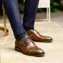 Высококачественные мужские туфли с острым носком; модельные туфли-оксфорды из натуральной кожи; обувь ручной работы на каблуке; Разноцветные мужские туфли на плоской подошве; SS611 2024 - купить недорого