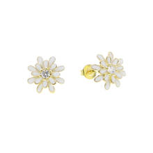 Gold color fashion women jewelry white enamel bloom flower stud earring summer hot jewelry 2024 - buy cheap