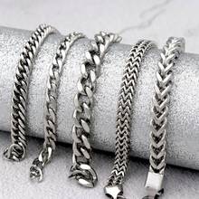 4 Styles Silver Color Smooth layers Chain Stainless Steel Bracelets Bangles For Men Women Punk Street Hip Hop Party Rock Jewelry 2024 - buy cheap