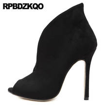 Ankle Extreme Stiletto Booties Sexy Thin Fall Boots High Heel Peep Toe Designer Shoes Women Luxury 2021 Suede Black Cheap Fetish 2024 - buy cheap