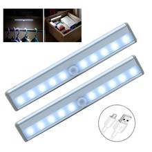 Lámpara de pared recargable con Sensor de movimiento, luz LED PIR de 10 LEDs, para armario, cama, escaleras, cocina 2024 - compra barato