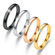 Stainless Steel CZ Stone Couple Rings 4mm Gold Silver Color Fashion Wedding Promise Rings Simple For Men Women Couple Jewelry 2024 - buy cheap