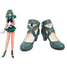New Anime Sailor Neptune/Kaiou Michiru Cosplay Halloween Party Women Dark Green Shoes Custom Made 2024 - buy cheap