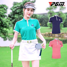 PGM футболка для гольфа для Для женщин для активного летнего спорта одежда мягкая Полосатые рубашки женские короткий рукав футболки для гольфа одежда для гольфа 2024 - купить недорого