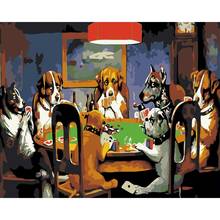 GATYZTORY 60x75 см самодельная рамка для рисования по номерам животные шахматы и карточки комната собака животные краска по номерам для домашнего декора 2024 - купить недорого