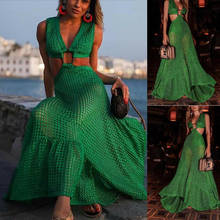 Women Summer Beach Style Bohemian Dress Lady Girls Sleeveless Halter See-through Maxi Sundress Clothing 2024 - buy cheap