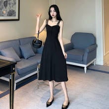 Women Dress Summer 2020 Strapless Long Loose Sleeveless DressesBlack Sling Dress Women Party Dresses 2024 - buy cheap