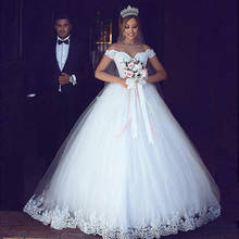Off Shoulder Ball Gown Lace Applique Wedding Dress Lace Up Back  Bridal Gowns Vestido De Noiva Sereia 2024 - buy cheap