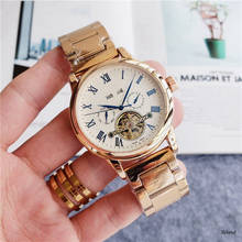 Esqueleto tourbillon relógio mecânico masculino automático clássico rosa ouro couro relógios de pulso mecânicos reloj hombre 2024 - compre barato