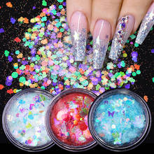 1 Box Holographics Colorful Nail Powder Irregular Sequins Butterfly Flake Nail Art Decorations  Chrome Pigment Decor 2024 - buy cheap
