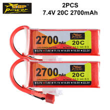 Zop-bateria t depo de 2700mah, 7.4v, 20c, 2s, plug para carro rc wltoys 10428, 2 peças 2024 - compre barato