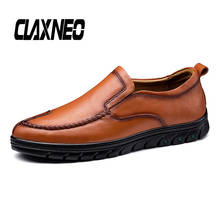 CLAXNEO Man Leather Shoes Slip on Casual Shoe Male Loafers Genuine Leather Moccasin clax Men Walking Footwear Big Size 2024 - buy cheap