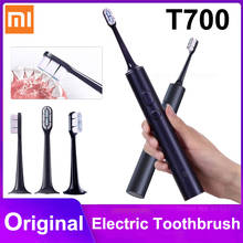 Xiaomi mijia t700 escova de dentes elétrica, cerdas macias, tela de led, carregamento sem fio, à prova d'água, com aplicativo mijia, 2021 2024 - compre barato