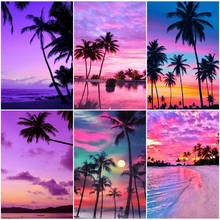 5D DIY Diamond Painting Landscape Full Square/Round Drill Diamond Embroidery Seaside Cross Stitch Sunset Decoration Home 2024 - buy cheap