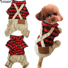 Classic Plaid Style Pet Rompers Dog Puppy Jumpsuit Clothes Pet Coat 100% Cotton Dog Clothing Puppy Pet Costume XS S M L XL 2024 - buy cheap