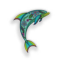 Personalized  Green Groovy Dolphin Car Stickers Ocean Beach Sun Cup Car Vehicle Window Car Body Car Stickers Waterproof Vinyl 2024 - buy cheap