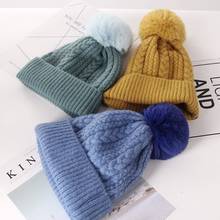 ZHENPEI028 Women casual thick warm knitted hat beanies Twist Cable pattern Pom pom skullies Rabbit fur hat Gorros 2024 - buy cheap