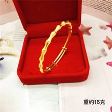 Fashion Light Yellow Gold Color Bracelet for Women Wedding Charms Jewelry Elegant Push-pull Bamboo Not Fade Birthday Gift 2024 - buy cheap