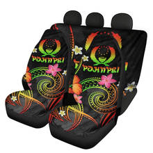 Hugsidia conjunto de cobertura de assento do carro auto pohnpei 3 pçs sedan protetor de assento polynesian floral caso almofada de assento para frente e traseira universal 2024 - compre barato