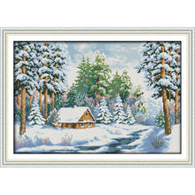 Everlasting Love Snow World Chinese Cross Stitch Kits Ecological Cotton Stamped 11CT 14CT DIY Gift New Year Decorations For Home 2024 - compre barato