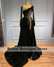 Vintage Dubai Mermaid Evening Dress Long SleeveBeads Crystals Velvet Muslim Party Gown Elegant Special Occasions  فساتين السهرة 2024 - buy cheap