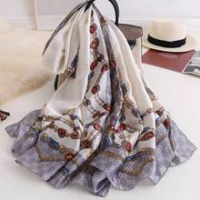 2021 fashion Classic women silk scarf female scarves ladies beach wrap floral chiffon shawl sunscreen bandanna foulard muffler 2024 - buy cheap