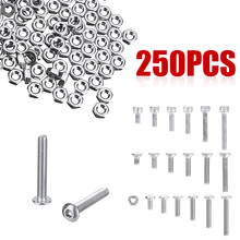 250pcs/set A2 Stainless Steel M3 Cap/Button/Flat Head Hex Socket Screws Sets Bolt With Hex Nuts Assortment Kit Hand Tools Mayitr 2024 - buy cheap
