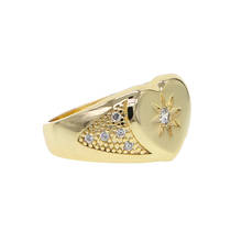 2022 novo ouro cor anéis de dedo estilos com cz pavimentado forma do coração minúsculo anel de casamento banda para mulher senhora jóias 2024 - compre barato