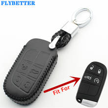 FLYBETTER Genuine Leather 4Button Key Case Cover For Jeep Grand Cherokee/Compass/Longitude/Patriot/Renegade For Chrysler  L243 2024 - buy cheap