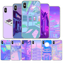 Capa para celular vaporwave de silicone, com arte estética, para iphone 11 pro max, 5, 6, 7, 8, 9, 10, x, xs, xr, xs max plus se 2020, cobertura traseira 2024 - compre barato