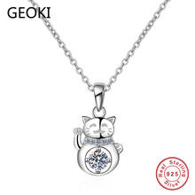 Ожерелье Geoki с подвеской в виде кошки из серебра 0,3 пробы с муассанитом, 925 карата 2024 - купить недорого