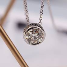 925 Silver Pendant Necklace 1ct round excellent cut moissanite Pendant moissanite Classic Women Clavicle Chain Anniversarry Gift 2024 - buy cheap