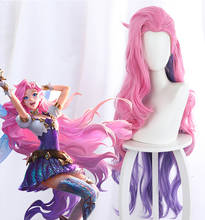 Game LOL KDA Cosplay Seraphine Wig 100cm Pink Long Heat Resistant Synthetic Hair Party Wigs 2024 - buy cheap